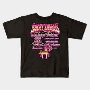 Sagittarius Retro 90s Band Zodiac Birthday Traits Lightning Kids T-Shirt